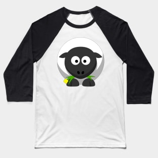 Happy Cute Sheep With Flower Baseball T-Shirt